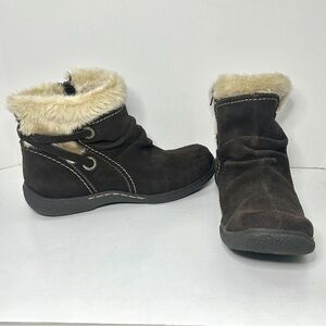 BareTraps Leanna Leather Faux Fur Brown Boots Size 8.5